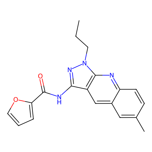 N-(6-methyl-1-propylpyrazolo[3,4-b]quinolin-3-yl)furan-2-carboxamide structure