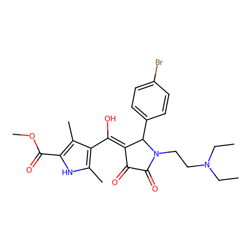 methyl 4-({1-[2-(diethylamino)ethyl]-2-(4-bromophenyl)-4-hydroxy-5-oxo(3-pyrro lin-3-yl)}carbonyl)-3,5-dimethylpyrrole-2-carboxylate structure