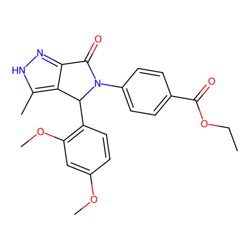 ethyl 4-[4-(2,4-dimethoxyphenyl)-3-methyl-6-oxo-2,4-dihydropyrrolo[3,4-c]pyrazol-5-yl]benzoate structure