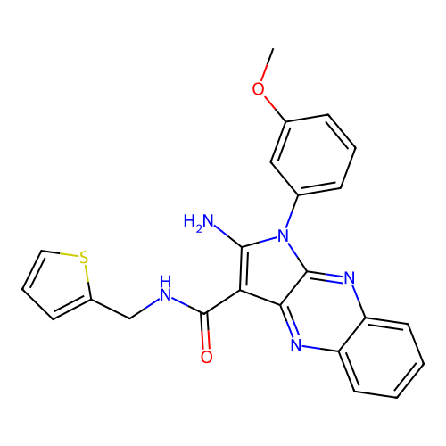 2-amino-1-(3-methoxyphenyl)-N-(thiophen-2-ylmethyl)-1H-pyrrolo[2,3-b]quinoxaline-3-carboxamide structure