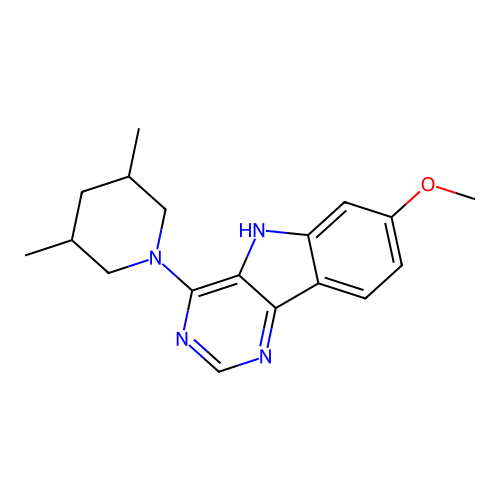 4-(3,5-dimethylpiperidin-1-yl)-7-methoxy-5H-pyrimido[5,4-b]indole structure