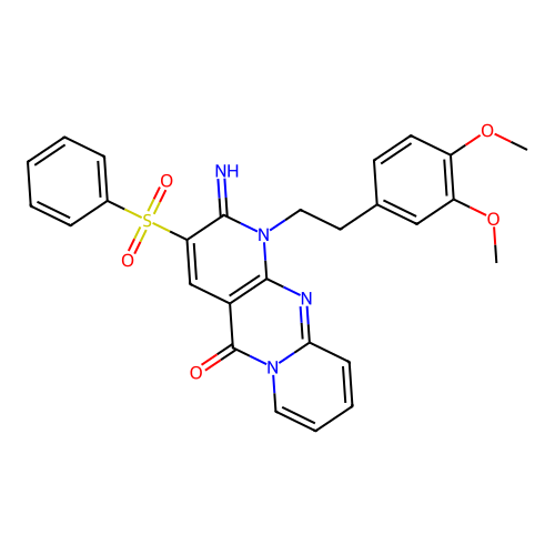 1-[2-(3,4-dimethoxyphenyl)ethyl]-2-imino-3-(phenylsulfonyl)-1,2-dihydro-5H-dipyrido[1,2-a:2',3'-d]pyrimidin-5-one structure