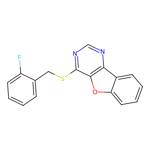 4-((2-Fluorobenzyl)thio)benzofuro[3,2-d]pyrimidine structure