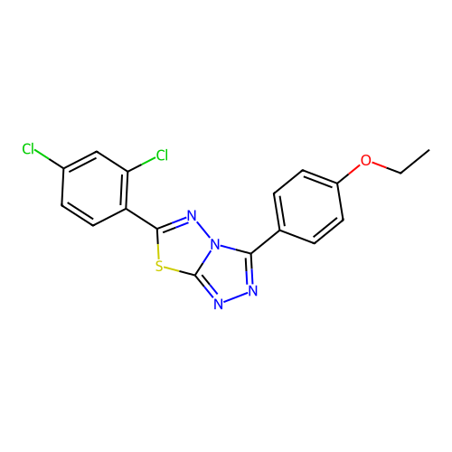 6-(2,4-dichlorophenyl)-3-(4-ethoxyphenyl)-[1,2,4]triazolo[3,4-b][1,3,4]thiadiazole structure