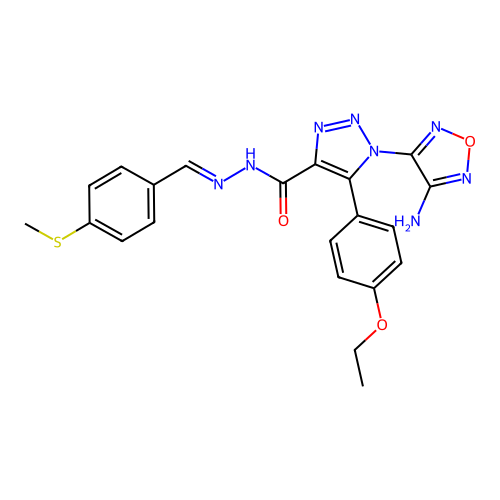 (E)-1-(4-amino-1,2,5-oxadiazol-3-yl)-5-(4-ethoxyphenyl)-N'-(4-(methylthio)benzylidene)-1H-1,2,3-triazole-4-carbohydrazide structure