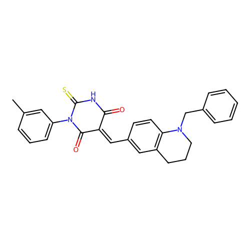 (5E)-5-[(1-benzyl-1,2,3,4-tetrahydroquinolin-6-yl)methylidene]-1-(3-methylphenyl)-2-sulfanylpyrimidine-4,6(1H,5H)-dione structure
