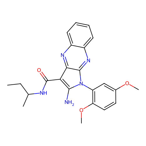 2-amino-N-(sec-butyl)-1-(2,5-dimethoxyphenyl)-1H-pyrrolo[2,3-b]quinoxaline-3-carboxamide structure
