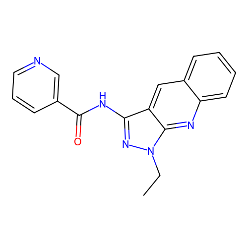 N-(1-ethylpyrazolo[3,4-b]quinolin-3-yl)pyridine-3-carboxamide structure