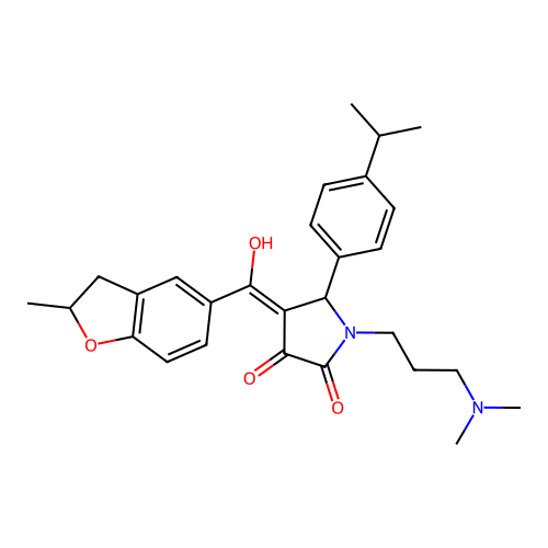 (4E)-1-[3-(dimethylamino)propyl]-4-[hydroxy-(2-methyl-2,3-dihydro-1-benzofuran-5-yl)methylidene]-5-(4-propan-2-ylphenyl)pyrrolidine-2,3-dione structure