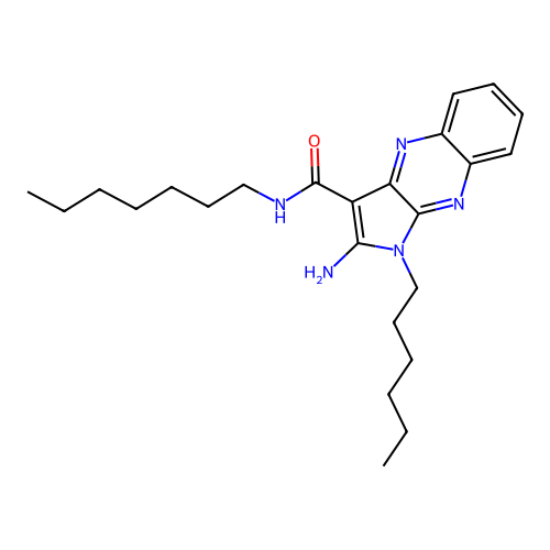 2-amino-N-heptyl-1-hexyl-1H-pyrrolo[2,3-b]quinoxaline-3-carboxamide structure