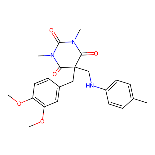 5-(3,4-dimethoxybenzyl)-1,3-dimethyl-5-((p-tolylamino)methyl)pyrimidine-2,4,6(1H,3H,5H)-trione structure