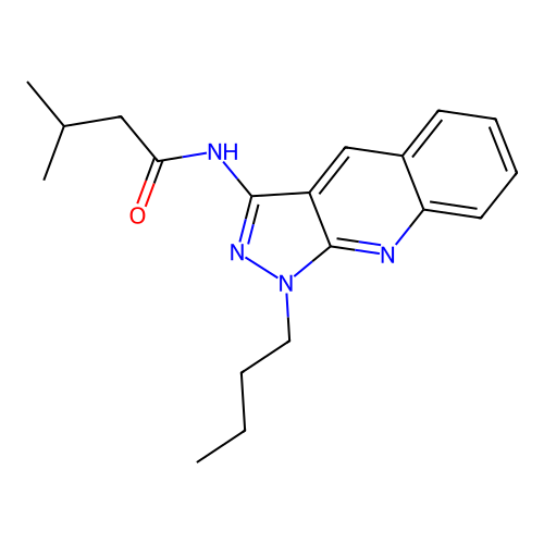 N-(1-butylpyrazolo[3,4-b]quinolin-3-yl)-3-methylbutanamide structure