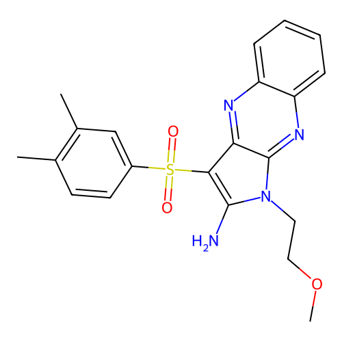 3-((3,4-dimethylphenyl)sulfonyl)-1-(2-methoxyethyl)-1H-pyrrolo[2,3-b]quinoxalin-2-amine structure