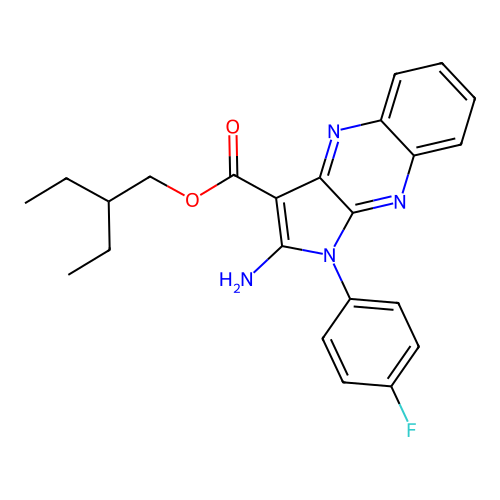 2-ethylbutyl 2-amino-1-(4-fluorophenyl)-1H-pyrrolo[2,3-b]quinoxaline-3-carboxylate structure