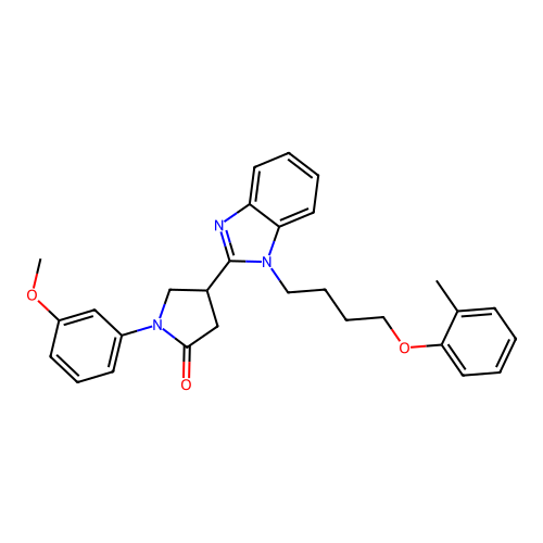 1-(3-methoxyphenyl)-4-{1-[4-(2-methylphenoxy)butyl]-1H-benzimidazol-2-yl}pyrrolidin-2-one structure
