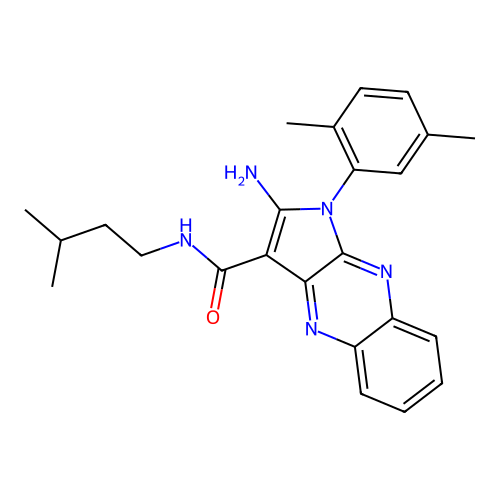 2-amino-1-(2,5-dimethylphenyl)-N-(3-methylbutyl)pyrrolo[3,2-b]quinoxaline-3-carboxamide structure