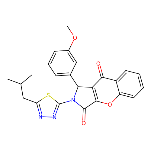 2-(5-isobutyl-1,3,4-thiadiazol-2-yl)-1-(3-methoxyphenyl)-1,2-dihydrochromeno[2,3-c]pyrrole-3,9-dione structure