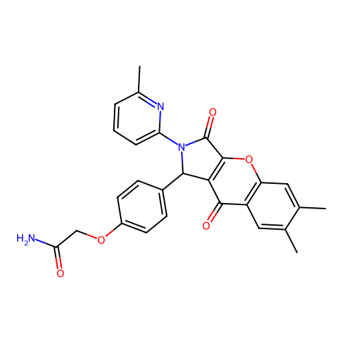 2-(4-(6,7-dimethyl-2-(6-methylpyridin-2-yl)-3,9-dioxo-1,2,3,9-tetrahydrochromeno[2,3-c]pyrrol-1-yl)phenoxy)acetamide structure