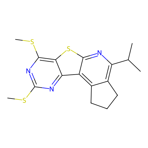 4-isopropyl-7,9-bis(methylthio)-2,3-dihydro-1H-cyclopenta[4',5']pyrido[3',2':4,5]thieno[3,2-d]pyrimidine structure