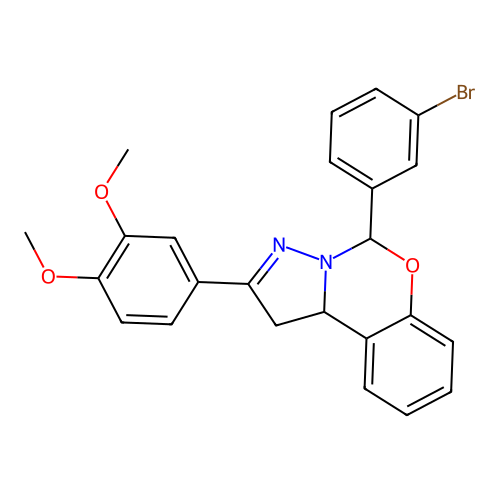 5-(3-bromophenyl)-2-(3,4-dimethoxyphenyl)-1,10b-dihydropyrazolo[1,5-c][1,3]benzoxazine structure
