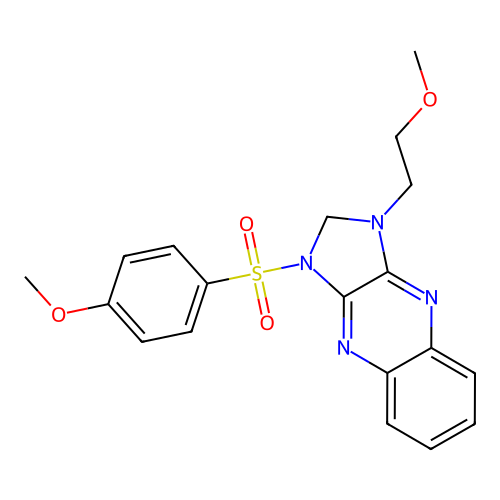 1-(2-methoxyethyl)-3-((4-methoxyphenyl)sulfonyl)-2,3-dihydro-1H-imidazo[4,5-b]quinoxaline structure
