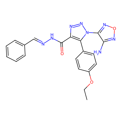 (E)-1-(4-amino-1,2,5-oxadiazol-3-yl)-N'-benzylidene-5-(4-ethoxyphenyl)-1H-1,2,3-triazole-4-carbohydrazide structure
