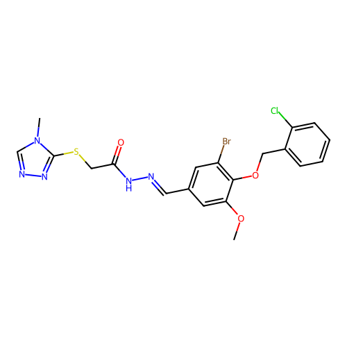 (E)-N'-(3-bromo-4-((2-chlorobenzyl)oxy)-5-methoxybenzylidene)-2-((4-methyl-4H-1,2,4-triazol-3-yl)thio)acetohydrazide structure