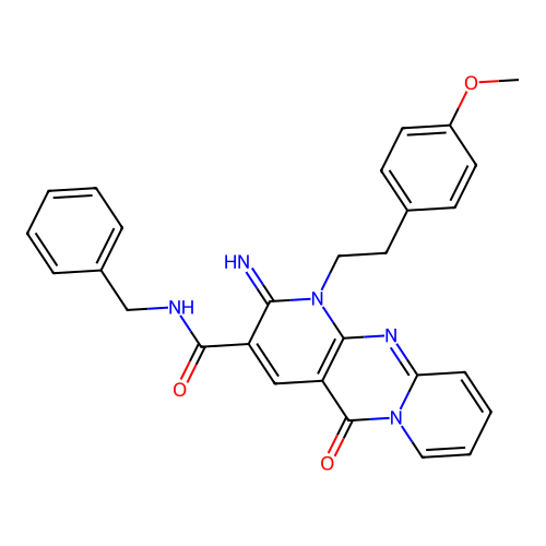 N-benzyl-2-imino-1-[2-(4-methoxyphenyl)ethyl]-5-oxo-1,5-dihydro-2H-dipyrido[1,2-a:2',3'-d]pyrimidine-3-carboxamide structure