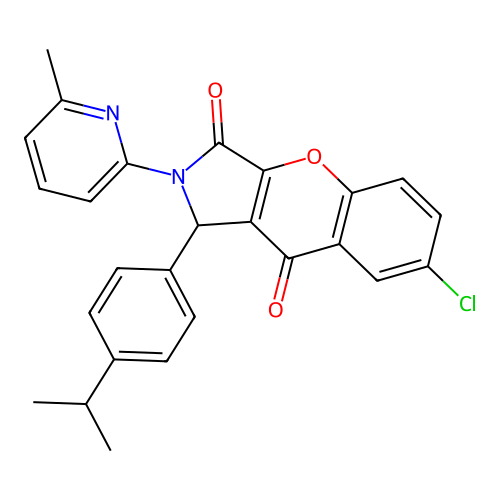 7-chloro-1-(4-isopropylphenyl)-2-(6-methyl-2-pyridyl)-1,2-dihydrochromeno[2,3-c]pyrrole-3,9-dione structure