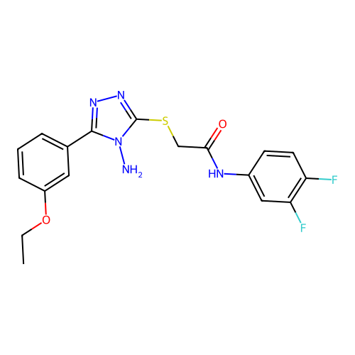 2-[4-amino-5-(3-ethoxyphenyl)(1,2,4-triazol-3-ylthio)]-N-(3,4-difluorophenyl)a cetamide structure