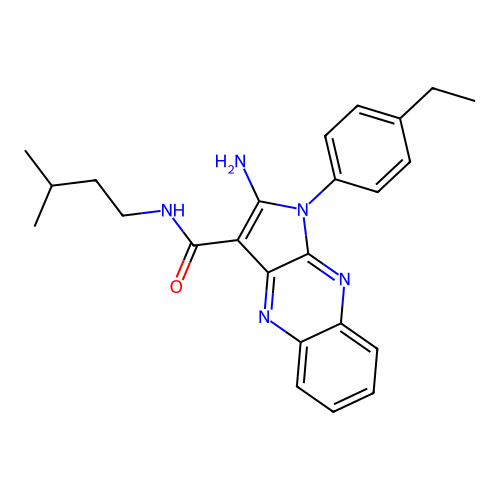 2-amino-1-(4-ethylphenyl)-N-(3-methylbutyl)-1H-pyrrolo[2,3-b]quinoxaline-3-carboxamide structure