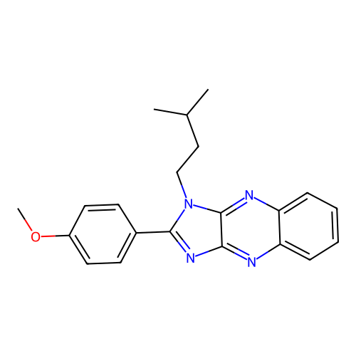 2-(4-methoxyphenyl)-1-(3-methylbutyl)-1H-imidazo[4,5-b]quinoxaline structure