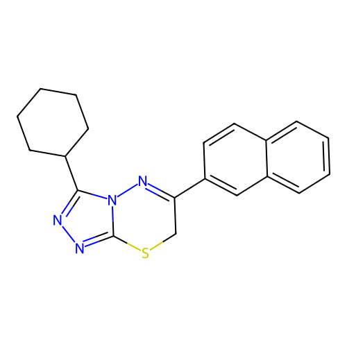 3-cyclohexyl-6-(naphthalen-2-yl)-7H-[1,2,4]triazolo[3,4-b][1,3,4]thiadiazine structure