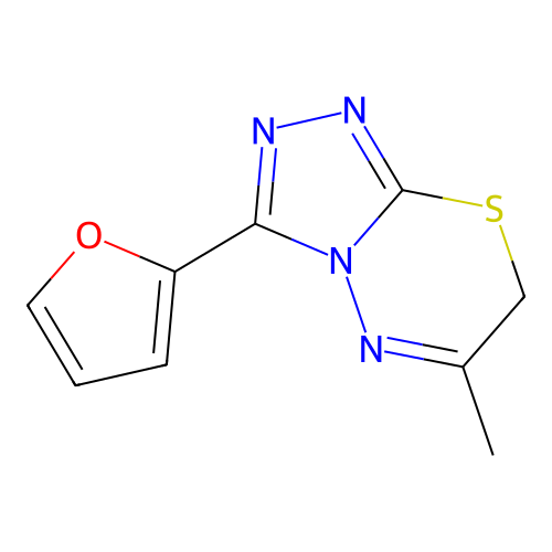 3-(2-furyl)-6-methyl-7H-[1,2,4]triazolo[3,4-b][1,3,4]thiadiazine structure