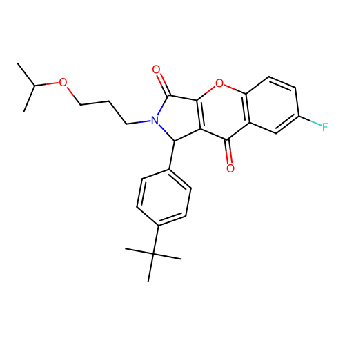 1-(4-tert-butylphenyl)-7-fluoro-2-[3-(propan-2-yloxy)propyl]-1,2-dihydrochromeno[2,3-c]pyrrole-3,9-dione structure