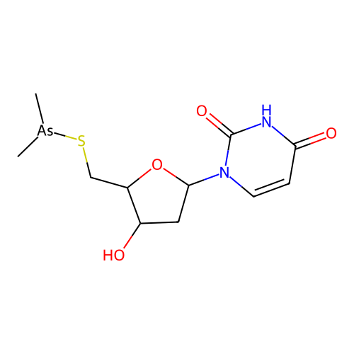 1-[2-Deoxy-5-S-(dimethylarsanyl)-5-thiopentofuranosyl]pyrimidine-2,4(1H,3H)-dione structure