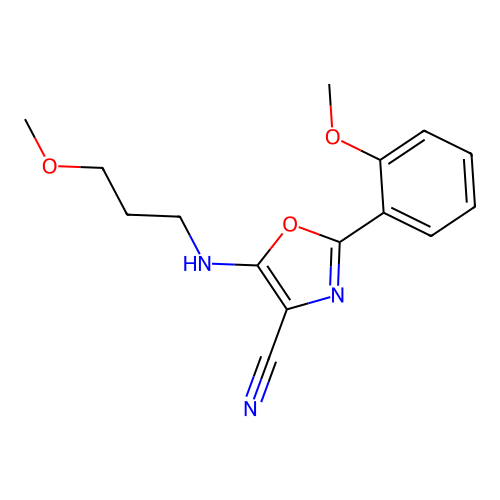 2-(2-Methoxyphenyl)-5-[(3-methoxypropyl)amino]-1,3-oxazole-4-carbonitrile structure