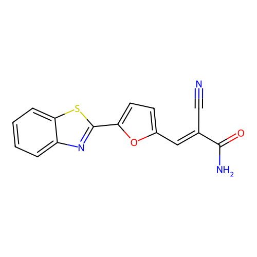(E)-3-(5-Benzothiazol-2-yl-furan-2-yl)-2-cyano-acrylamide structure