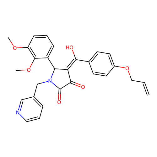 (4E)-5-(2,3-dimethoxyphenyl)-4-[hydroxy-(4-prop-2-enoxyphenyl)methylidene]-1-(pyridin-3-ylmethyl)pyrrolidine-2,3-dione structure