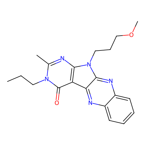 11-(3-methoxypropyl)-2-methyl-3-propyl-3,11-dihydro-4H-pyrimido[5',4':4,5]pyrrolo[2,3-b]quinoxalin-4-one structure
