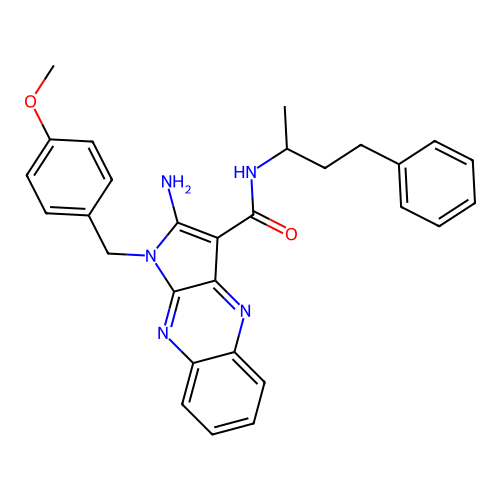 2-amino-1-(4-methoxybenzyl)-N-(4-phenylbutan-2-yl)-1H-pyrrolo[2,3-b]quinoxaline-3-carboxamide structure