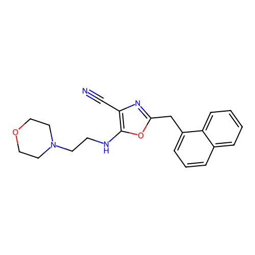 5-(2-Morpholin-4-yl-ethylamino)-2-naphthalen-1-ylmethyl-oxazole-4-carbonitrile structure