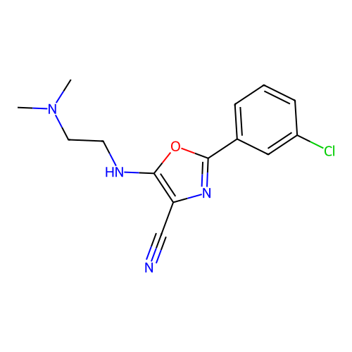 2-(3-Chlorophenyl)-5-{[2-(dimethylamino)ethyl]amino}-1,3-oxazole-4-carbonitrile structure