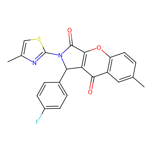 1-(4-fluorophenyl)-7-methyl-2-(4-methyl-1,3-thiazol-2-yl)-1,2-dihydrochromeno[2,3-c]pyrrole-3,9-dione structure