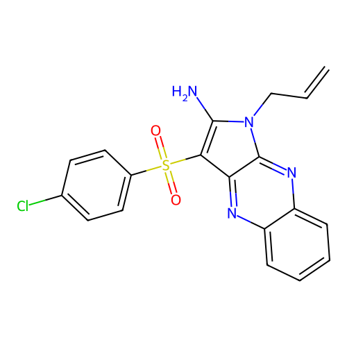 1-allyl-3-((4-chlorophenyl)sulfonyl)-1H-pyrrolo[2,3-b]quinoxalin-2-amine structure