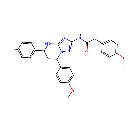 N-(5-(4-chlorophenyl)-7-(4-methoxyphenyl)-4,5,6,7-tetrahydro-[1,2,4]triazolo[1,5-a]pyrimidin-2-yl)-2-(4-methoxyphenyl)acetamide structure