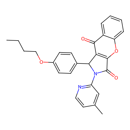1-(4-butoxyphenyl)-2-(4-methylpyridin-2-yl)-1,2-dihydrochromeno[2,3-c]pyrrole-3,9-dione structure