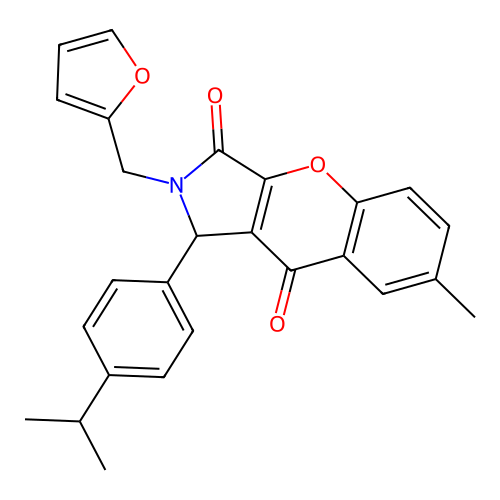 2-(2-furylmethyl)-1-(4-isopropylphenyl)-7-methyl-1,2-dihydrochromeno[2,3-c]pyrrole-3,9-dione structure