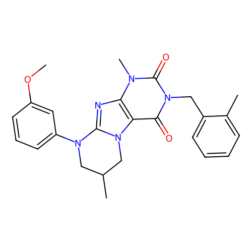 9-(3-methoxyphenyl)-1,7-dimethyl-3-(2-methylbenzyl)-6,7,8,9-tetrahydropyrimido[2,1-f]purine-2,4(1H,3H)-dione structure