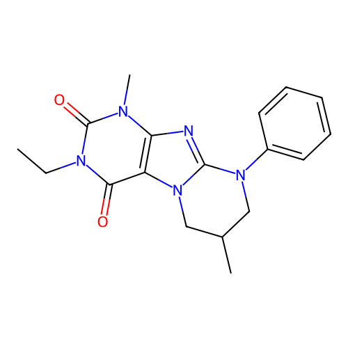3-ethyl-1,7-dimethyl-9-phenyl-7,8-dihydro-6H-purino[7,8-a]pyrimidine-2,4-dione structure